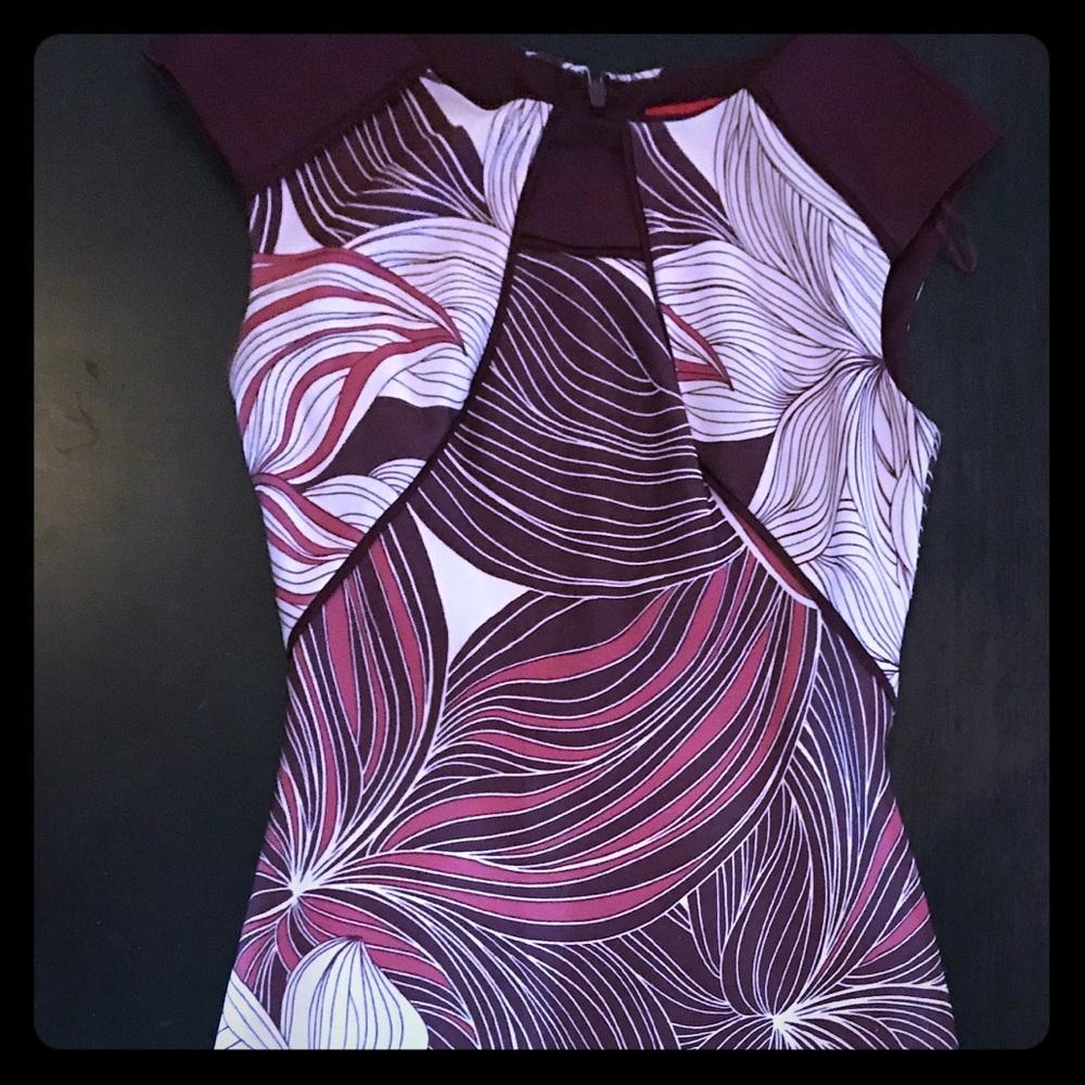 Pink patterned sheath dress